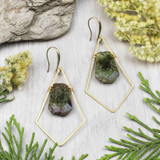 Green Garnet and Brass Earrings