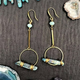 Aqua Quartz & Brass Earrings