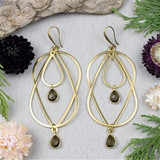 Smoky Quartz and Brass Teardrop Earrings