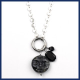Black Labradorite Carved Moon Necklace