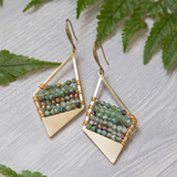 Brass Kite & Tiny Gemstone Earrings