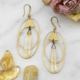 Geometric Citrine Teardrop Earrings