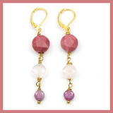 Gemstone Triple Coin Earrings