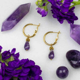 Amethyst Teardrop Hoop Earrings