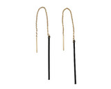 Gunmetal Rectangle Drop Threader Earrings