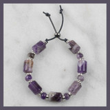 Amethyst Barrel & Leather Bracelet