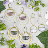 Gemstone Semi Circle Earrings