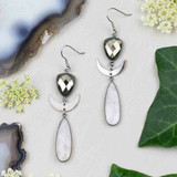 Pyrite Moonstone Celestial Earrings