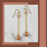 Long Peach Crystal Earrings