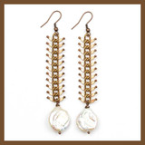 Fishbone & Pearl Earrings