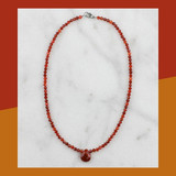 Carnelian Teardrop & Cubic Zirconia Necklace