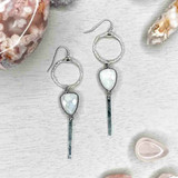 Moonstone & Gun Metal Earrings