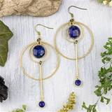Lapis Coin and Brass Hoop Earrings