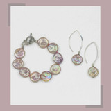 Pink Coin Pearl Bracelet & Earring Set