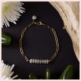 Rose Quartz & Paperclip Chain Bracelet