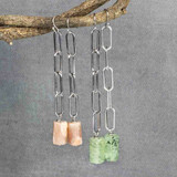 Gemstone Tube & Paper Clip Chain Earrings