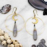 Grey Agate Celestial Earrings