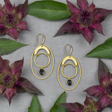 Gemstone & Brass Oval Earrings