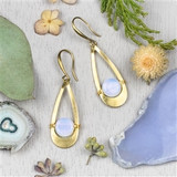 Opaline and Brass Earrings