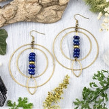 Brass Hoop and Lapis Earrings