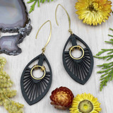 Black Wood and Brass Earrings