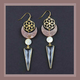 Peach Moonstone Moon Earrings