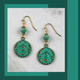 Green Bronze Bee Earrings