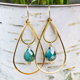 Crystal Teardrop & Brass Earrings