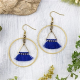 Cobalt Tassel Component and Brass Earrings