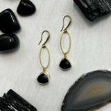 Crystal Teardrop and Brass Earrings