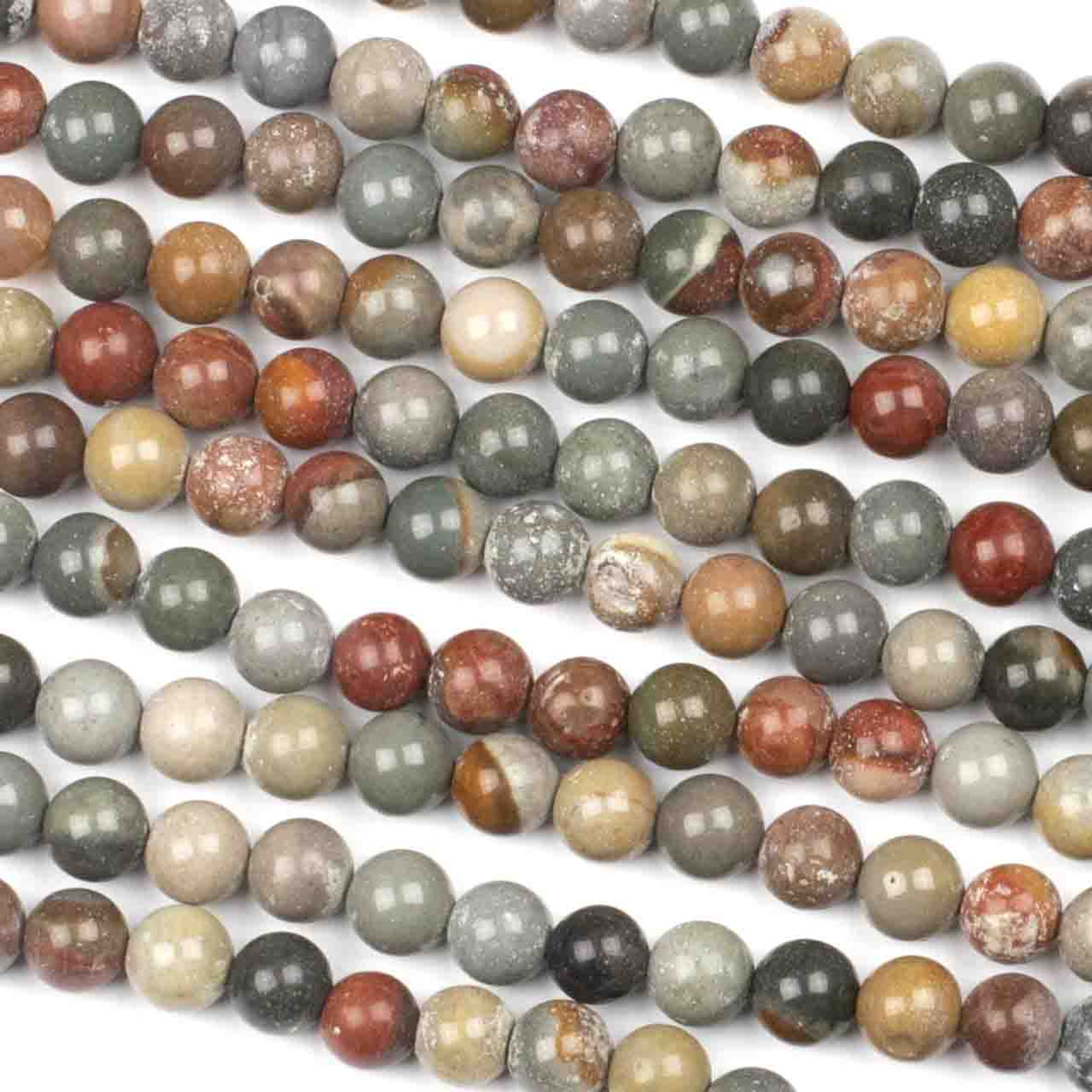 Polychrome Jasper 6mm Round Beads - 8 inch strand