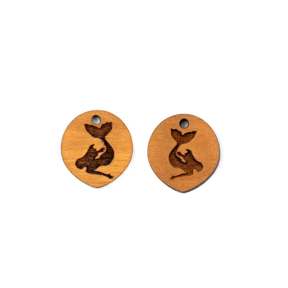 Handmade Wooden 18x20mm Mermaid Pointed Oval Earring Link Set - 2 per bag
