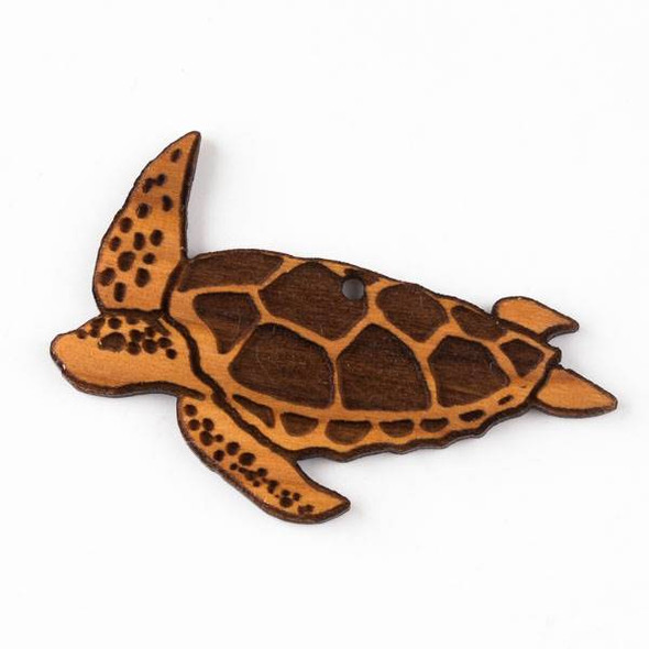 Handmade Wooden 40x57mm Sea Turtle Pendant