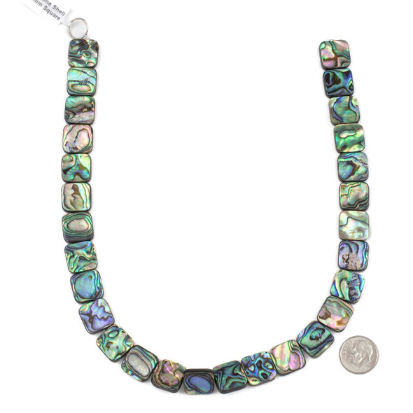 Abalone Paua Shell 14mm Square Beads - 16 inch strand