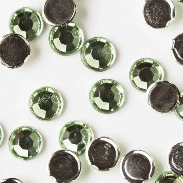 4mm Peridot Green Flat Back Acrylic Crystals