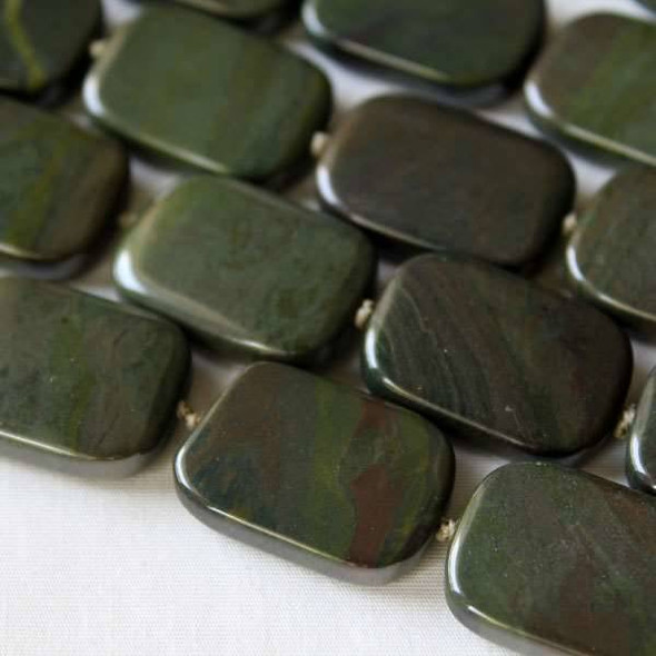 African Green Jasper 18x25mm Knotted Rectangle Beads -16 inch strand