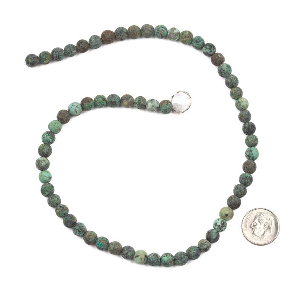Matte African Turquoise 6mm Round Beads - 14.5 inch strand