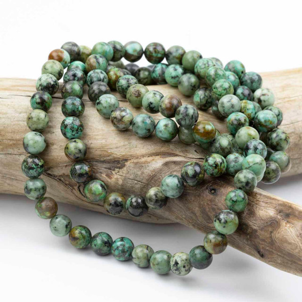 Cherry Tree Beads African Turquoise 8mm Mala Round Beads - 115 beads per strand 