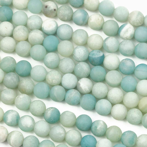 Matte Blue Amazonite 8mm Round Beads - 15 inch strand