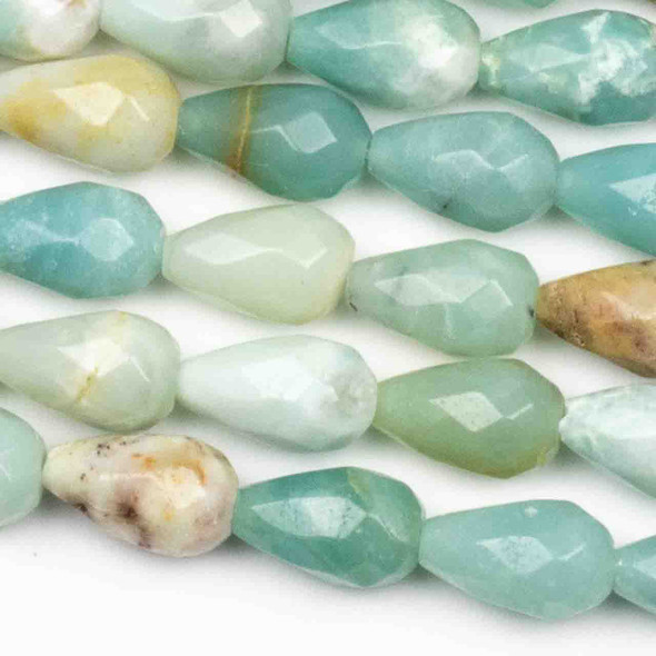 Amazonite Grade "B" 8x12mm Faceted Rounded Teardrop Beads - approx. 8 inch strand, Set B