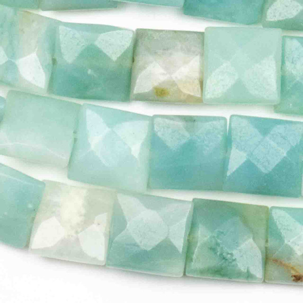 Amazonite 10mm Faceted Square Beads - approx. 8 inch strand, Set B