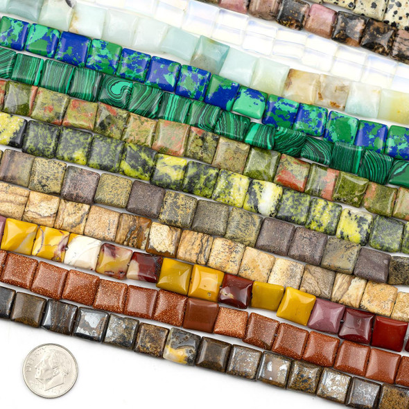 Cherry Tree Beads Gemstone 10mm Square Beads - approx. 8 inch strand  Cherry Tree Beads Gemstone 10mm Square Beads - approx. 8 inch strand