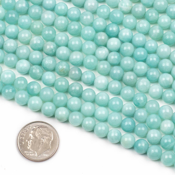 Blue Amazonite 6mm Mala Round Beads - 115 beads per strand