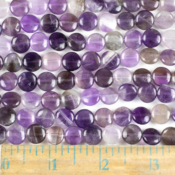 Amethyst 10mm Coin Beads - approx. 8 inch strand, Set A