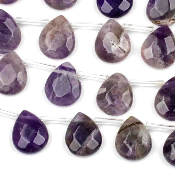 Amethyst Faceted 12x15mm Top Drilled Teardrop Beads - approx. 8 inch strand, Set B