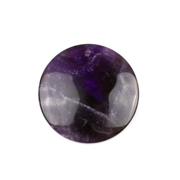 Amethyst 40mm Top Front to Back Drilled Coin Pendant with a Flat Back - 1 per bag
