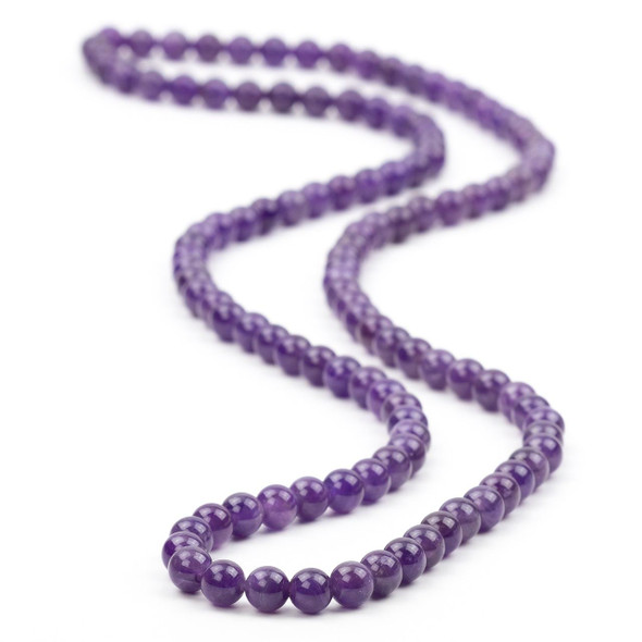 Cherry Tree Beads Amethyst 6mm Mala Round Beads - 115 beads per strand