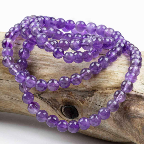 Cherry Tree Beads Amethyst 6mm Mala Round Beads - 115 beads per strand 