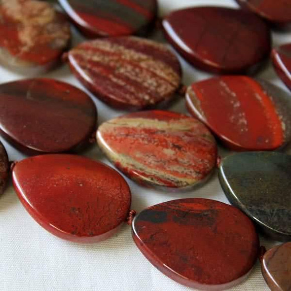 Cherry Tree Beads Apple Jasper 18x25mm Teardrop Beads - 15 inch knotted strand 
