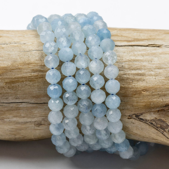 Aquamarine 6mm Faceted Round Beads - 15 inch strand